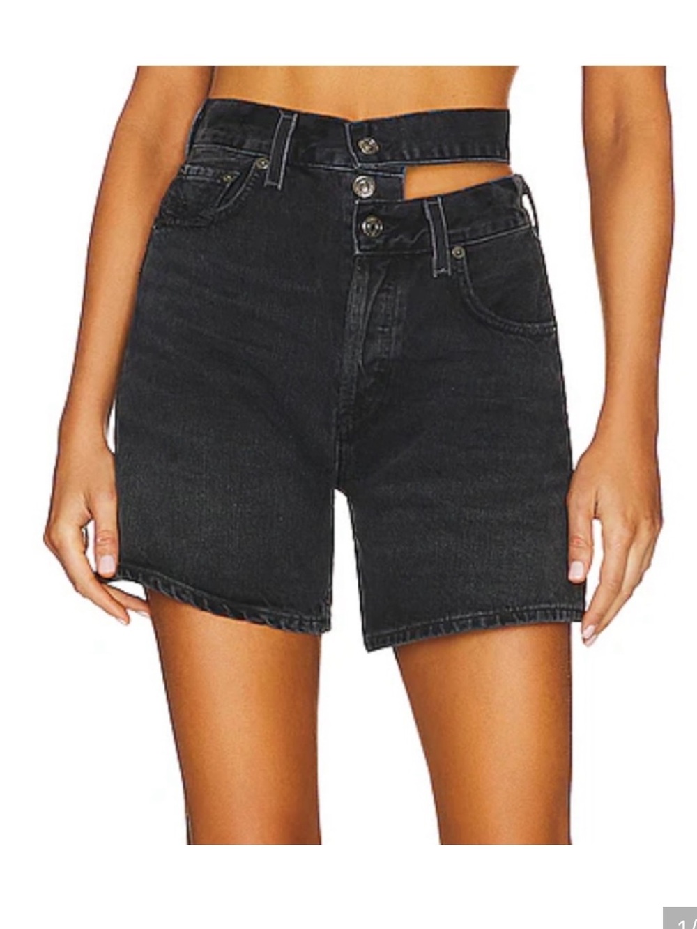 Agolde High-Waist Cutout Black Denim Shorts